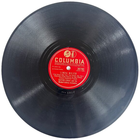 Xavier Cugat Linda Mujer 10in Shellac 78 RPM Columbia 36780 Vintage Record - Picture 1 of 4